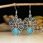 Unique Pearshaped Turquoise Peacock Dangle Hook Earrings