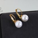 Beautiful Classic Small Golden Tone Leverback Pearl Earrings