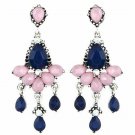 Beautiful Fashion Bohemian Pink & Navy Blue Lucite Chandelier Earrings