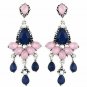 Beautiful Fashion Bohemian Pink & Navy Blue Lucite Chandelier Earrings