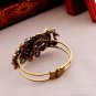 Vintage Handmade Bangle Multi Color Rhinestone Peacock Hinged Cuff Bracelet