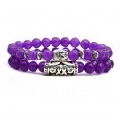 Unique Natural Energy Stone Amethyst Buddha Head 2 Row Bracelet Unique Natural Energy Stone Amethyst Buddha Head 2 Row Bracelet