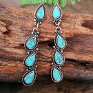 European Teardrop Long Turquoise Dangle Earrings