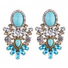Stunning Big & Bold Design Blue Turquoise & AB Clear Color Crystal Earrings Stunning Big & Bold Design Blue Turquoise & AB Clear Color Crystal Earrings