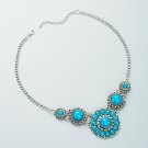 Spectacular Handmade Retro Sun Flower Turquoise Silver Necklace Spectacular Handmade Retro Sun Flower Turquoise Silver Necklace