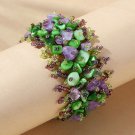 Handmade Retro Natural Amethyst and Green Agate Stone Bracelet Handmade Retro Natural Amethyst and Green Agate Stone Bracelet