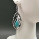 European Abstract Turquoise Stone Design Dangle Hook Earrings