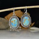 Beautiful Handmade Blue Turquoise Oval Stone Silver Hook Earrings Beautiful Handmade Blue Turquoise Oval Stone Silver Hook Earrings