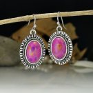 Beautiful Handmade Purple Turquoise Oval Stone Silver Hook Earrings Beautiful Handmade Purple Turquoise Oval Stone Silver Hook Earrings