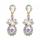 Beautiful Fashion Victorian Era Aurora Borealis Color Crystal Flower Earrings