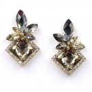 Magnificent Upscale European Golden Square with Flower Crystal & CZ Earrings