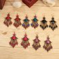 Retro Purple Big Square Lucite & Crystal Tassel Chandelier Hook Earrings