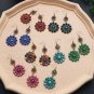 Retro Ethnic Multicolor Sun Lucite & Crystal Drop Hook Earrings