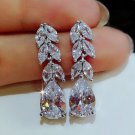 Magnificent Leaves Drop Shaped Zircon 18k White Gold Plated Dangle Earring Magnificent Leaves Drop Shaped Zircon 18k White Gold Plated Dangle Earring
