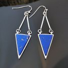 European Triangle Lapis Lazuli Stone Design Dangle Hook Earrings European Triangle Lapis Lazuli Stone Design Dangle Hook Earrings