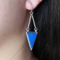 European Triangle Lapis Lazuli Stone Design Dangle Hook Earrings