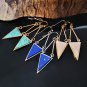 European Triangle Lapis Lazuli Stone Design Dangle Hook Earrings