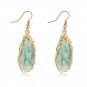 Beautiful Handmade Long Irregular Green Agate Hook Earrings