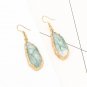 Beautiful Handmade Long Irregular Green Agate Hook Earrings