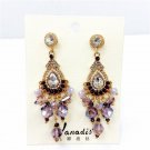 Stunning Multilayer 925 Post Purple Crystal Tassel Luxury Chandelier Earrings