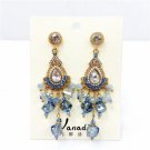 Stunning Multilayer 925 Post Blue Crystal Tassel Luxury Chandelier Earrings
