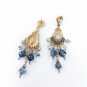 Stunning Multilayer 925 Post Blue Crystal Tassel Luxury Chandelier Earrings