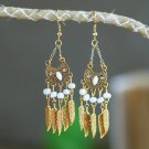 Beautiful Retro White Lucite & Crystal Feather Tassel Chandelier Hook Earrings Beautiful Retro White Lucite & Crystal Feather Tassel Chandelier Hook Earrings