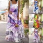 Maxi Summer A-Shape Sleeveless Fun Butterflies Printed Backless Dress Size L