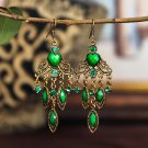 Beautiful Retro Long Green Heart Lucite & Crystal Tassel Chandelier Hook Earring Beautiful Retro Long Green Heart Lucite & Crystal Tassel Chandelier Hook Earring