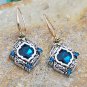 Gorgeous Mideastern Blue Crystal Dangle Hook Earrings