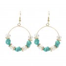 Beautiful Handmade Natural Turquoise Stone Circle 925 Silver Post Earrings