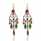 Beautiful Retro 3 Heart Multi Lucite & Crystal Tassel Chandelier Hook Earrings Beautiful Retro 3 Heart Multi Lucite & Crystal Tassel Chandelier Hook Earrings