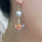 Beautiful Handmade Creative Asymmetrical Peanut Wood Jasper Pearl Hook Earrings