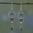Beautiful Long Turquoise Stone Dangle Hook Silver Earrings Beautiful Long Turquoise Stone Dangle Hook Silver Earrings