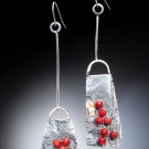 European Abstract Small Red Coral Dots Metal Dangle Hook Earrings