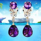 Gorgeous 18k Gold Plated Created Purple Amethyst & CZ Dangle Earrings Gorgeous 18k Gold Plated Created Purple Amethyst & CZ Dangle Earrings