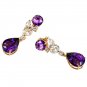 Gorgeous 18k Gold Plated Created Purple Amethyst & CZ Dangle Earrings