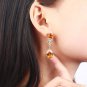 Gorgeous 18k Gold Plated Created Yellow Citrine & CZ Dangle Earrings