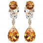 Gorgeous 18k Gold Plated Created Yellow Citrine & CZ Dangle Earrings