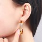 Gorgeous 18k Gold Plated Created Yellow Citrine & CZ Dangle Earrings