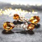 Gorgeous 18k Gold Plated Created Yellow Citrine & CZ Dangle Earrings