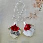 Beautiful Deep Red Crystal Orchid Bud Petal Leaf 925 Silver Plated Earrings