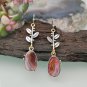 Beautiful Handmade Bohemian Creative Tree Leaf Brownish Agate Hook Earrings