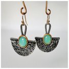 Beautiful European Creative Lock Chalcedony Retro Fan Hook Earrings