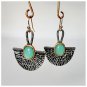 Beautiful European Creative Lock Chalcedony Retro Fan Hook Earrings
