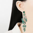 Spectacular 3.75 inch Cascade of Crystal with CZ Earrings - Green