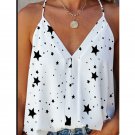 L size-Modern  New Fashion Black Fivepointed Star Print Camisole Sleeveless Top