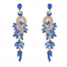 Spectacular 3.75 inch Cascade of Crystal with CZ Earrings - Blue