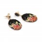 True Artwork Flower Creation - Big Black Lucite & Crystal Earrings