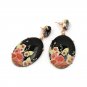 True Artwork Flower Creation - Big Black Lucite & Crystal Earrings